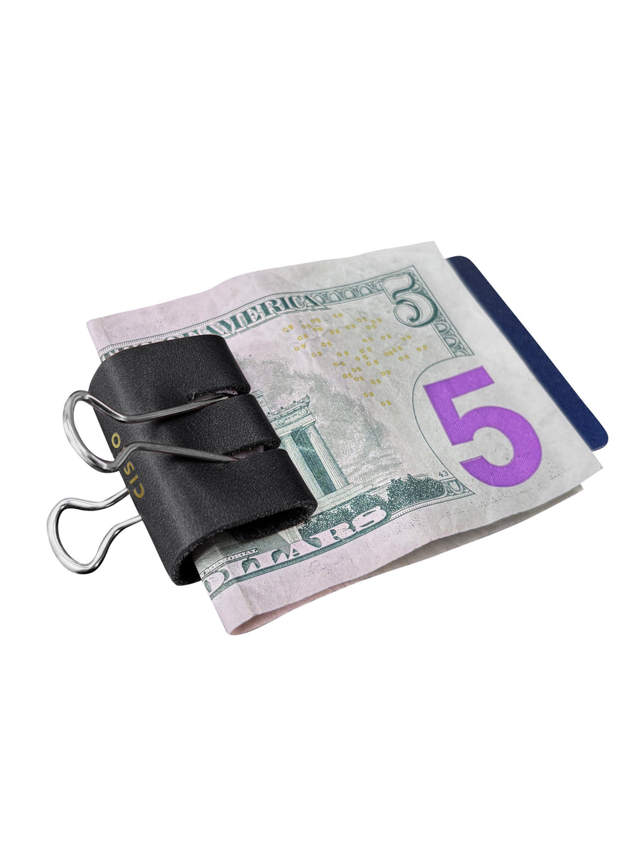 Leather Money Clip Wallet, custom logo leather promo product made in USA by Corium