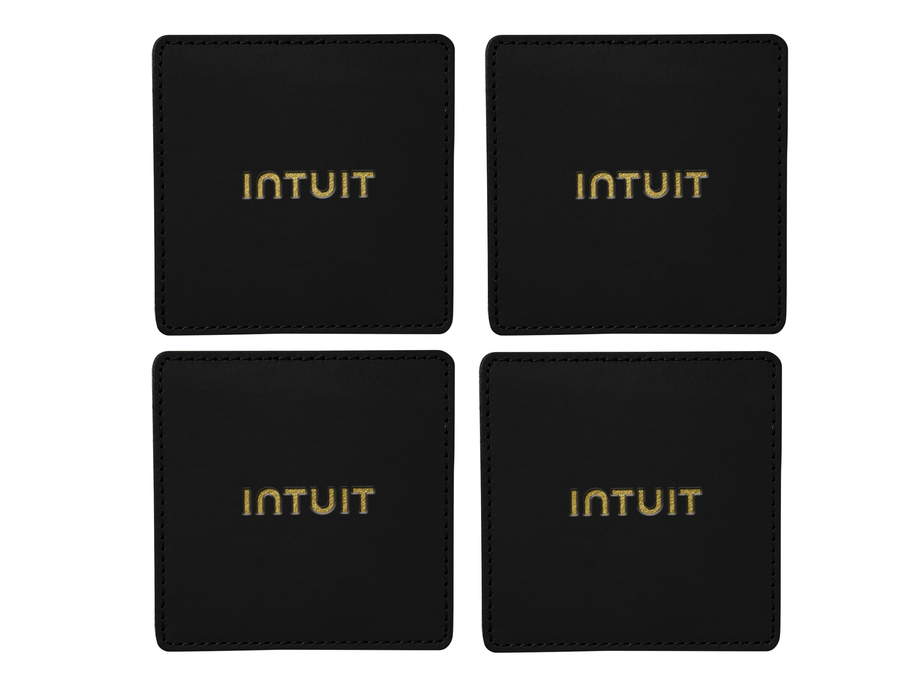 Square Coasters (Set of 4) | Full Grain Leather | Made in USA