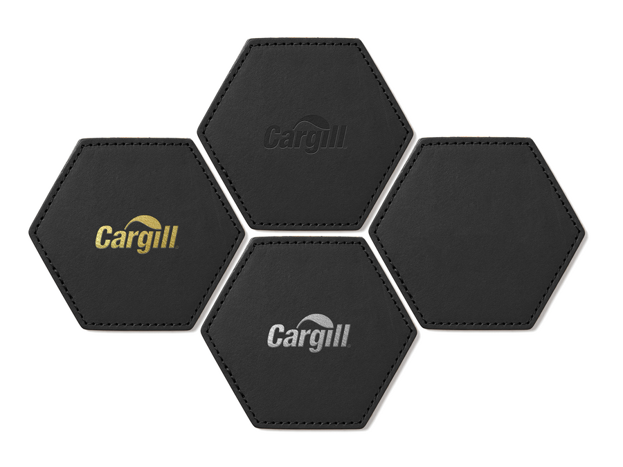 Hexagon Coasters (Set of 4) | Full Grain Leather | Made in USA