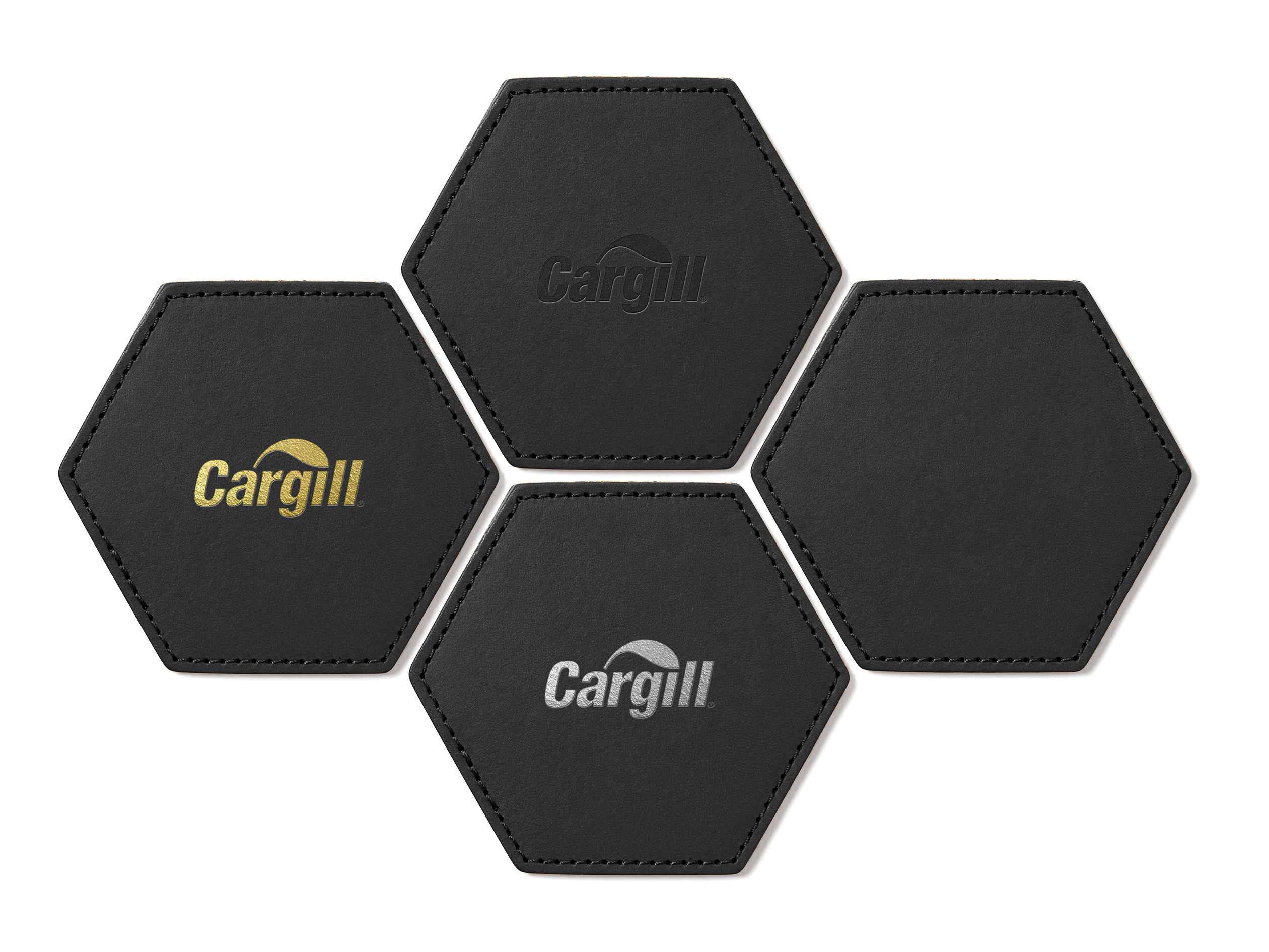 Hexagon Coasters (Set of 4) | Full Grain Leather | Made in USA