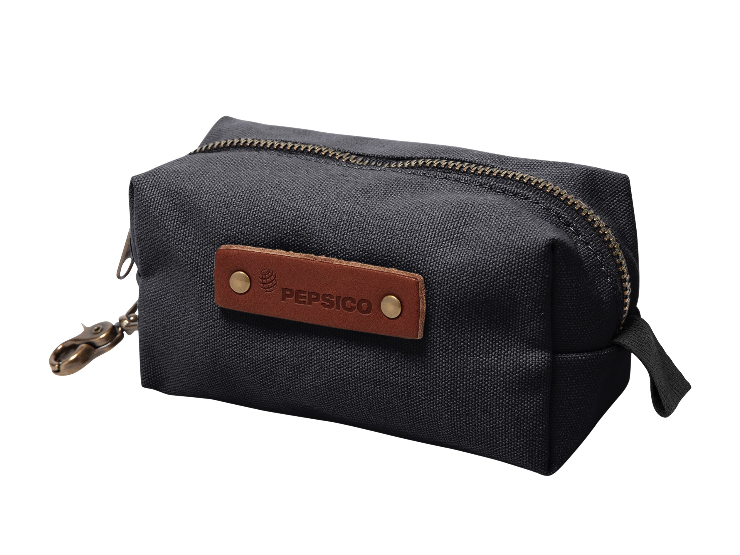 Canvas Small Dopp Kit with Brass Clip | Full Grain Leather | Made in USA