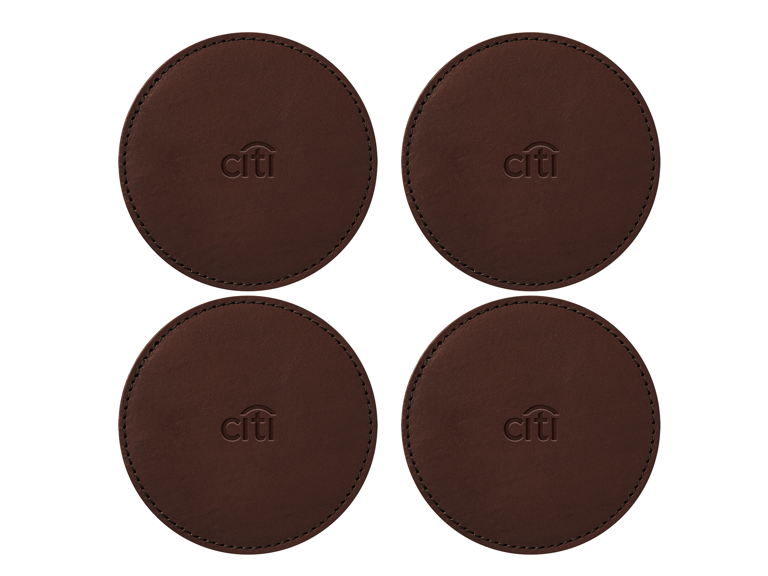 Round Coasters (Set of 4) | Full Grain Leather | Made in USA