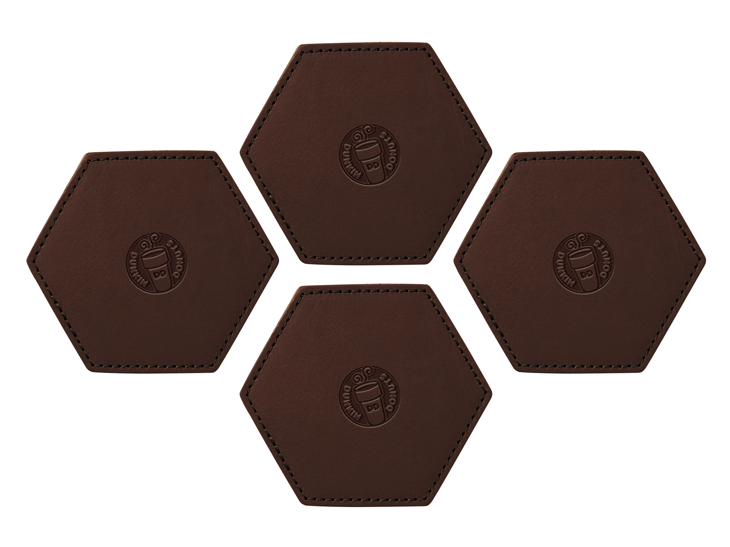Hexagon Coasters (Set of 4) | Full Grain Leather | Made in USA
