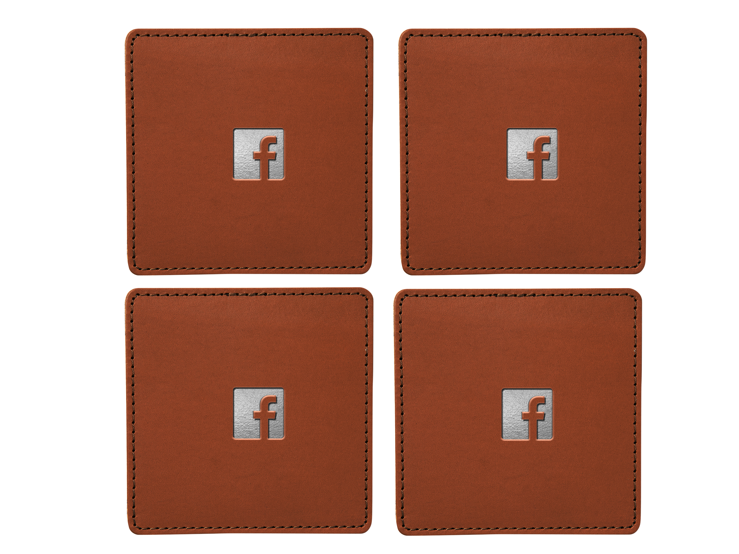 Square Coasters (Set of 4) | Full Grain Leather | Made in USA