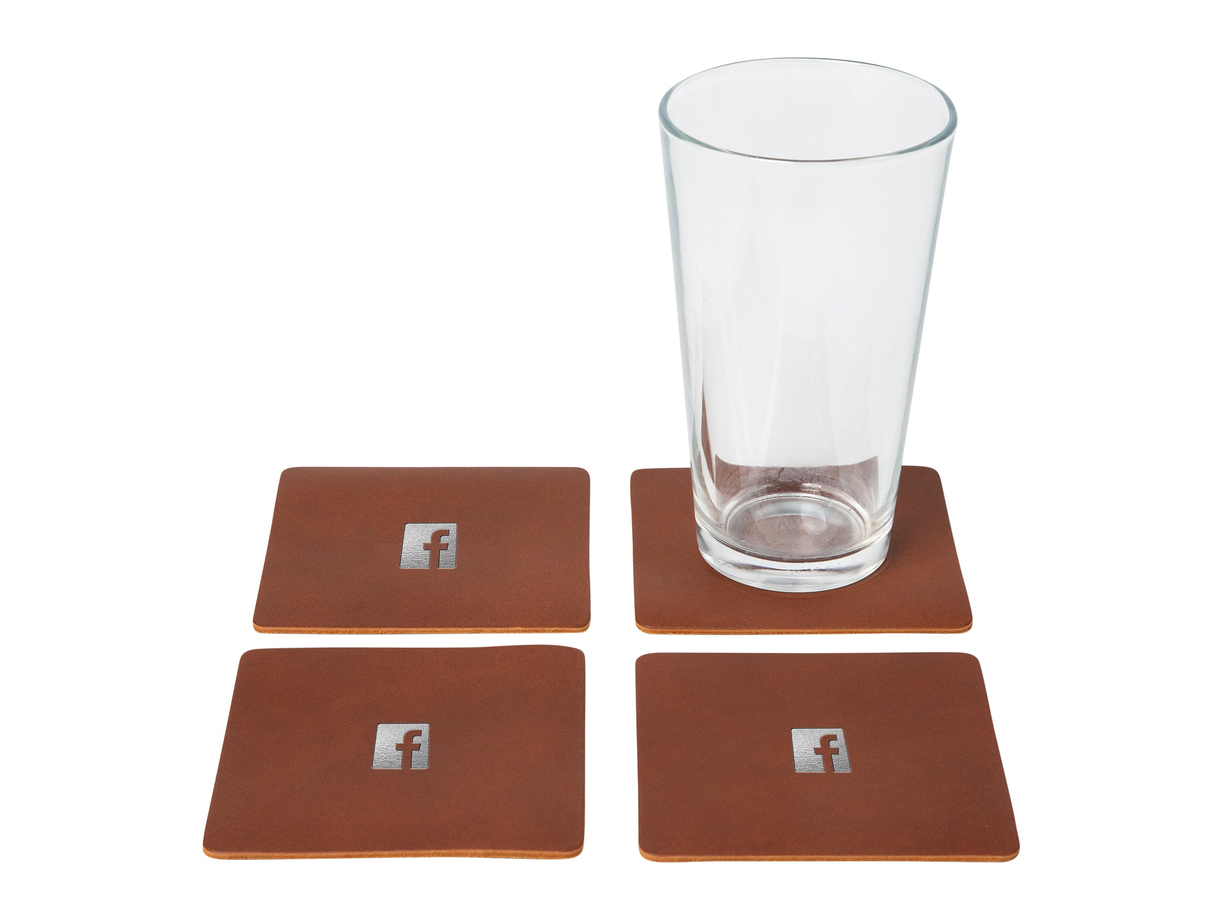 Square Coasters (Set of 4) | Full Grain Leather | Made in USA