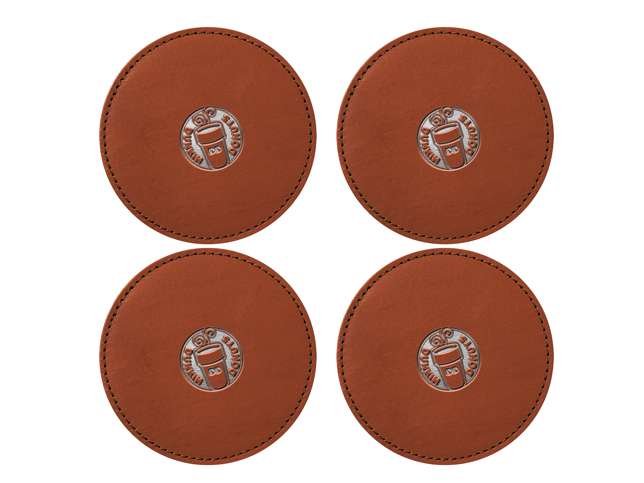 Round Coasters (Set of 4) | Full Grain Leather | Made in USA