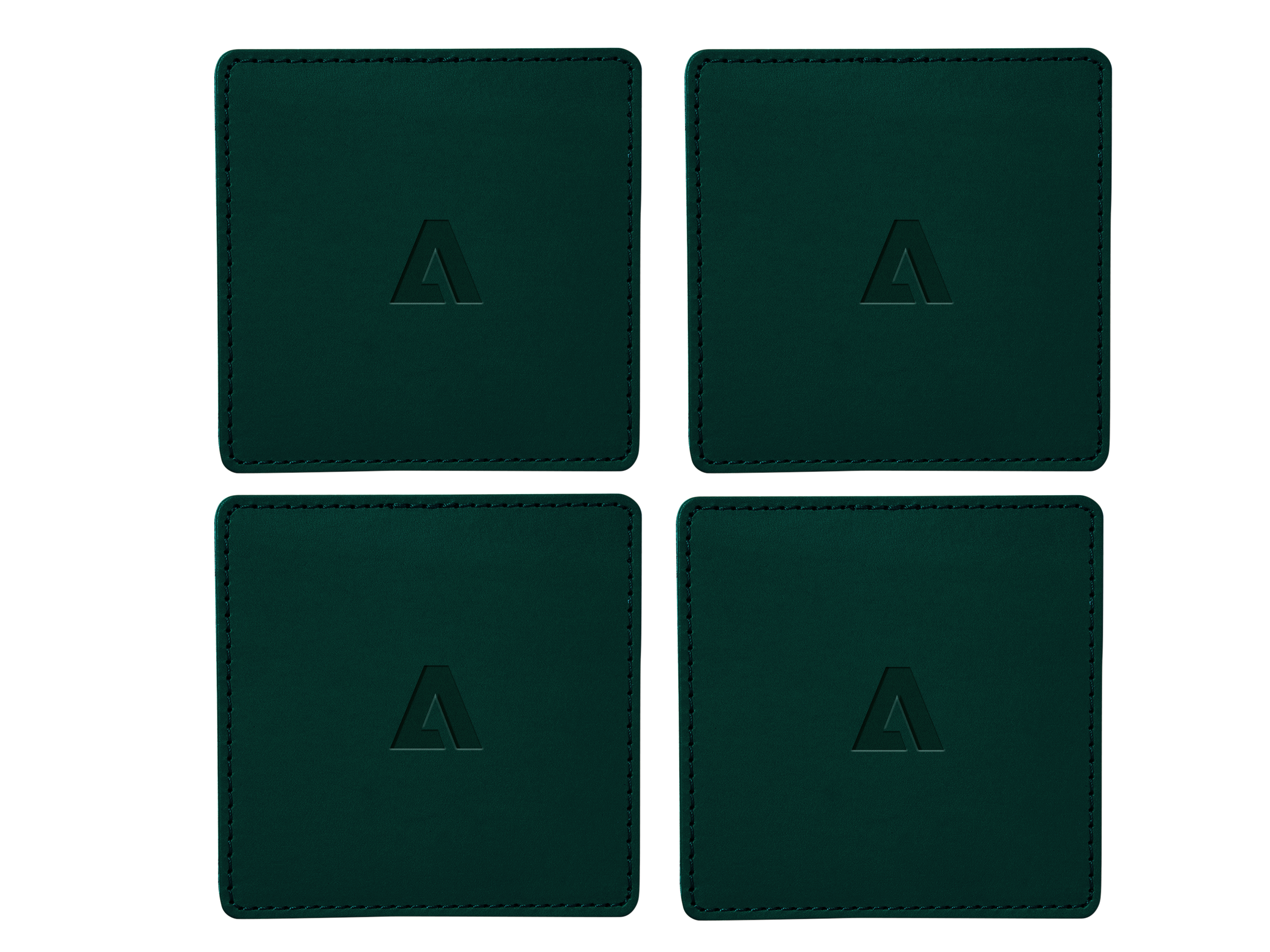 Square Coasters (Set of 4) | Full Grain Leather | Made in USA