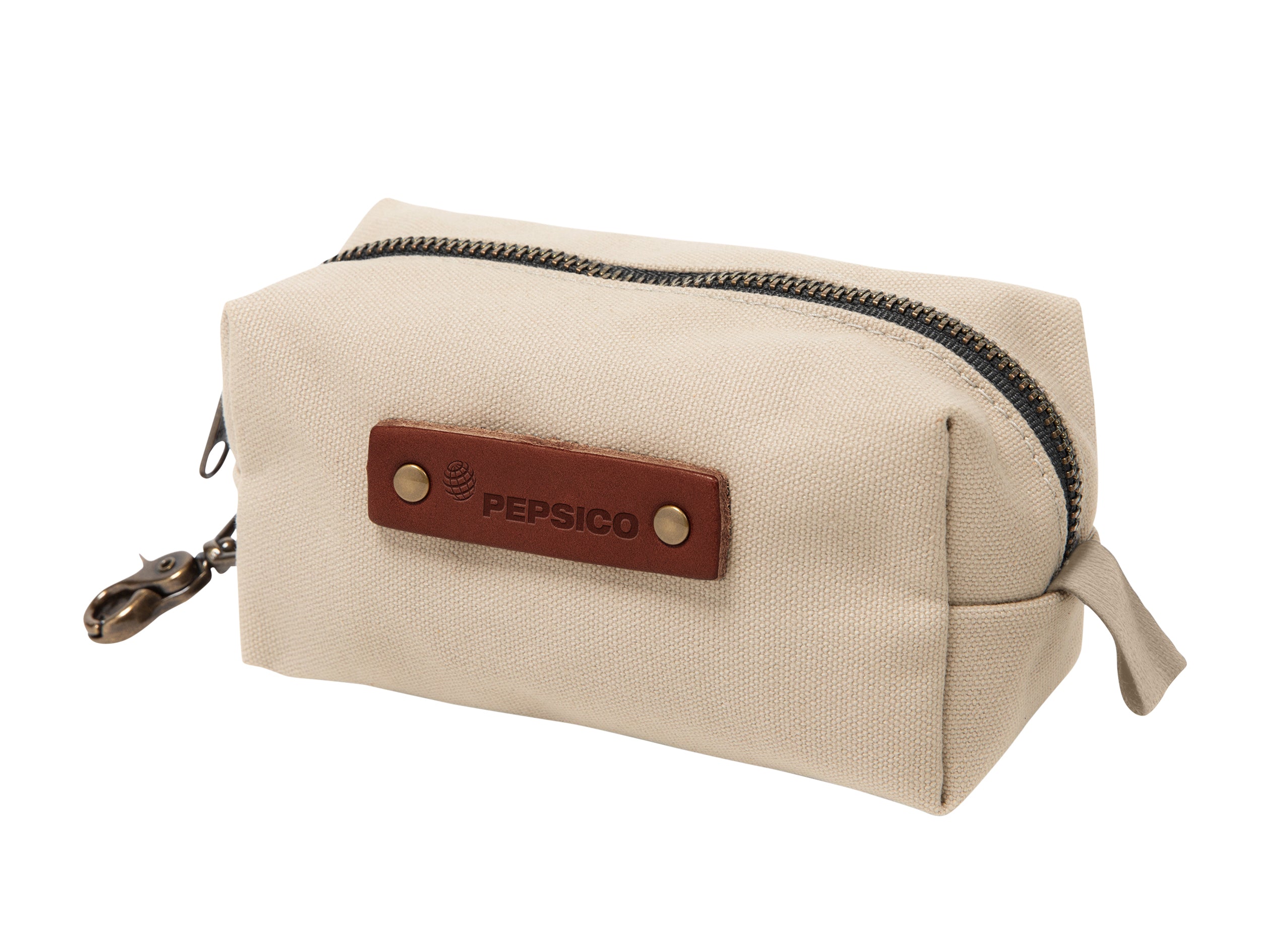 Canvas Small Dopp Kit with Brass Clip | Full Grain Leather | Made in USA