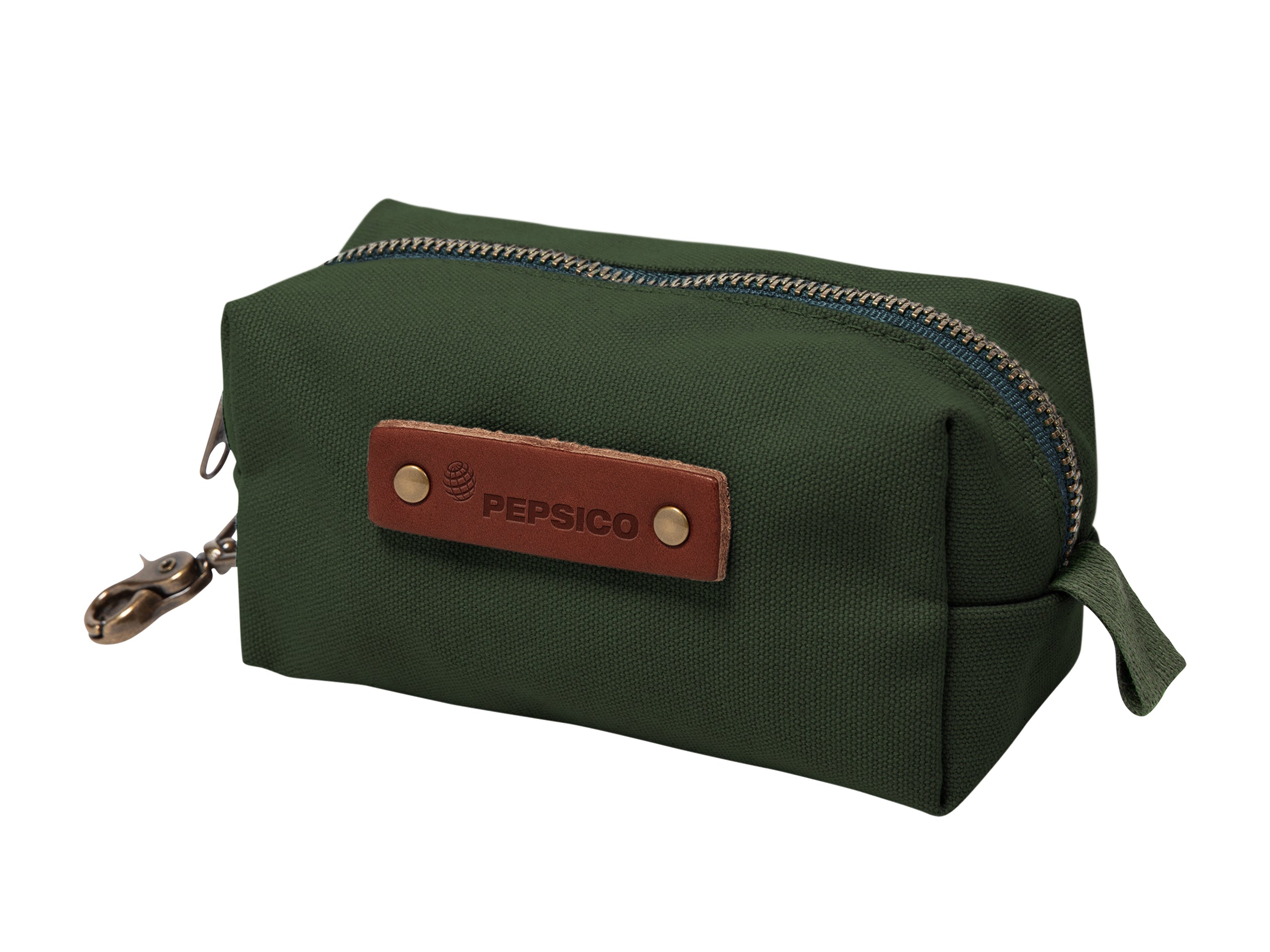 Canvas Small Dopp Kit with Brass Clip | Full Grain Leather | Made in USA
