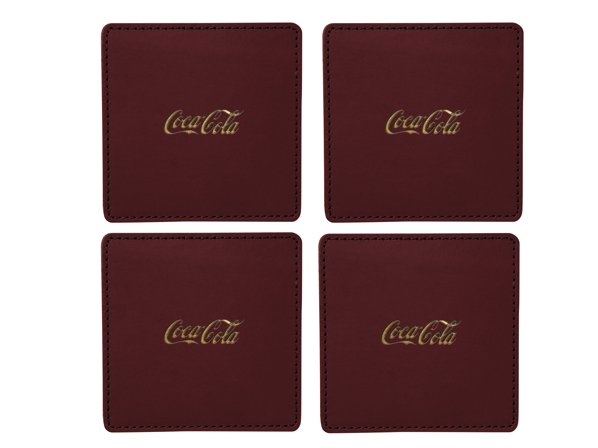 Square Coasters (Set of 4) | Full Grain Leather | Made in USA
