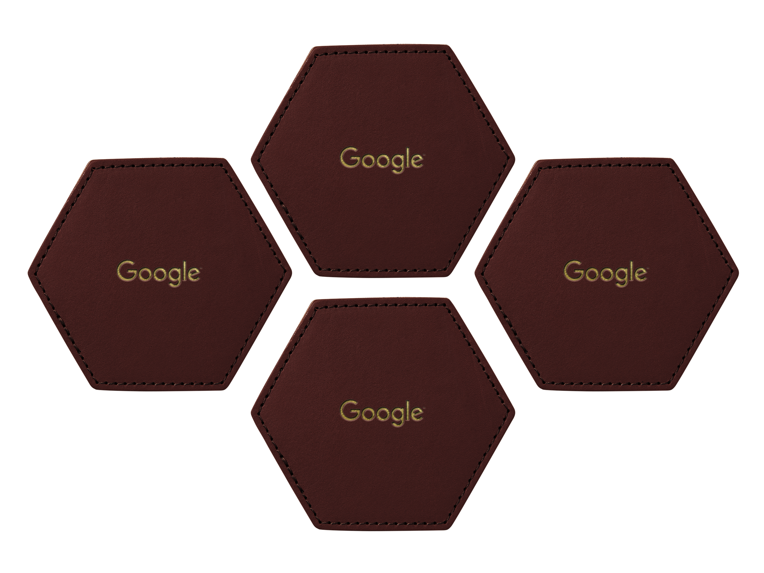 Hexagon Coasters (Set of 4) | Full Grain Leather | Made in USA