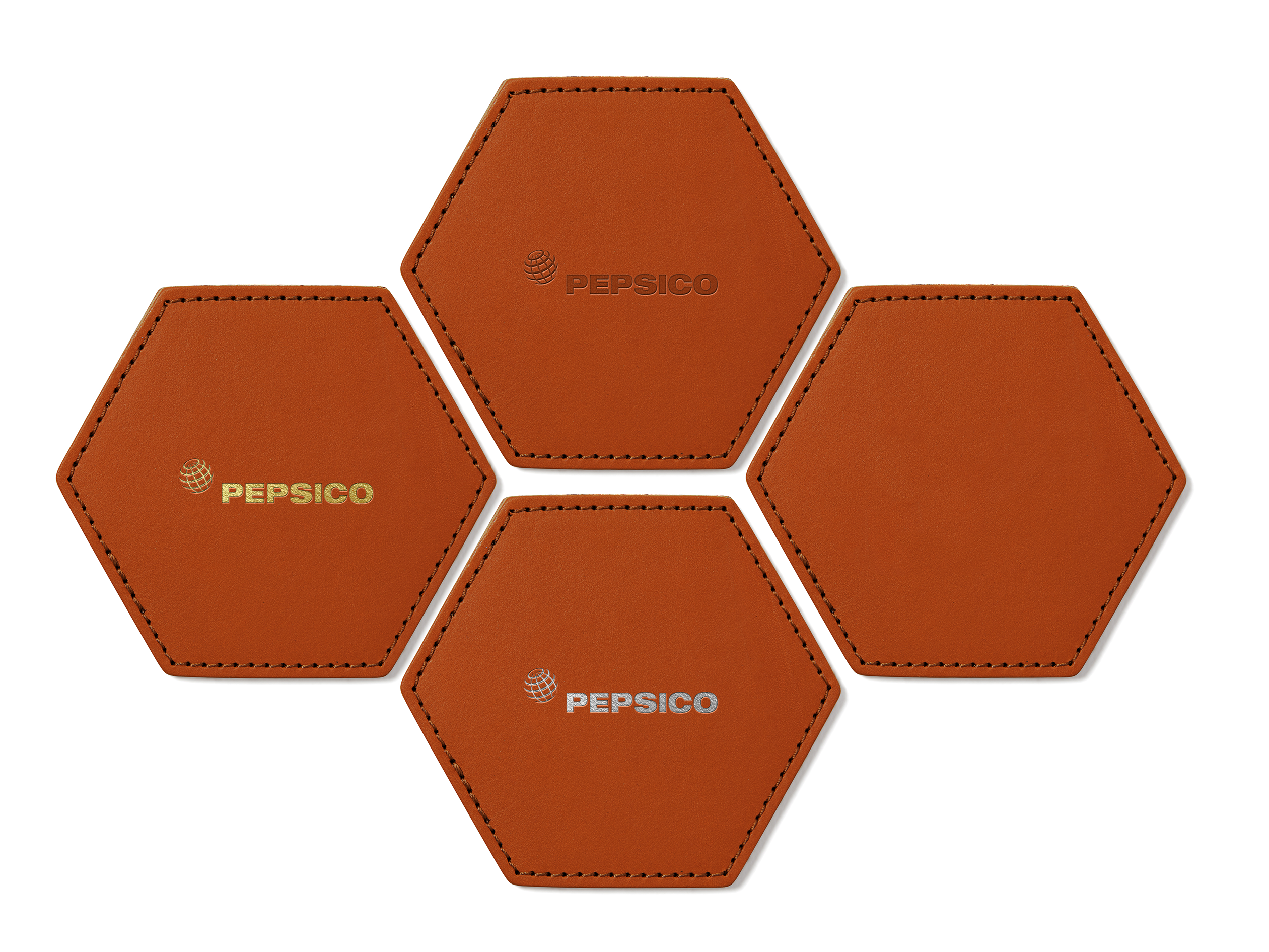 Hexagon Coasters (Set of 4) | Full Grain Leather | Made in USA